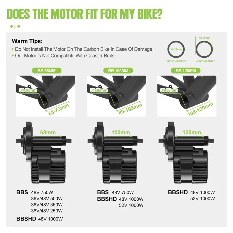 BAFANG BBSHD 48V 1000W MID DRIVE MOTOR KIT 100MM:-2